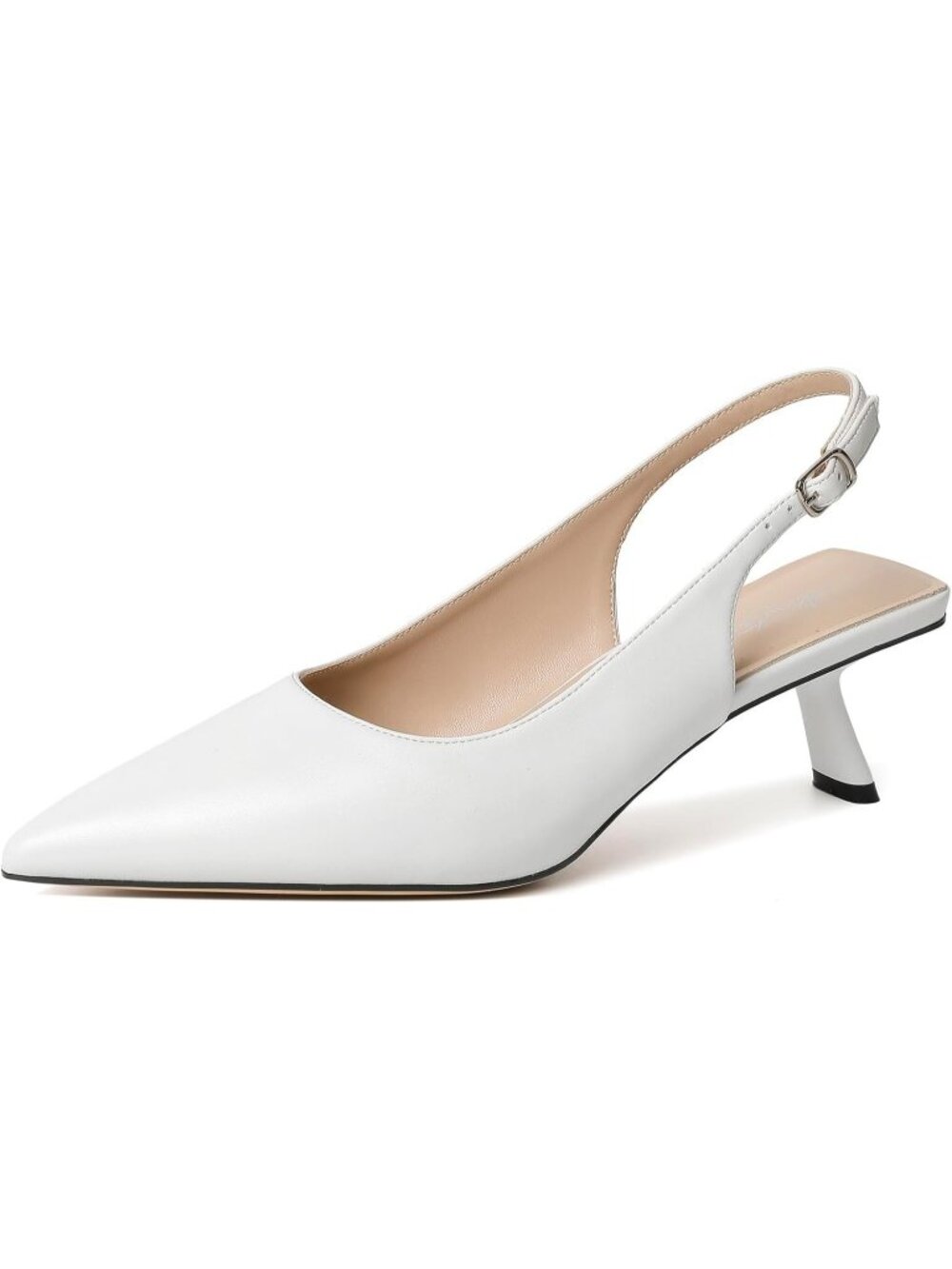 Women's White 06 Patent Leather Kitten Heels Pointed Toe Pumps Party Dress Shoes